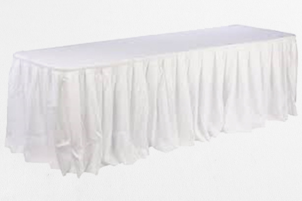 White Pleated Table Skirt 4.2m